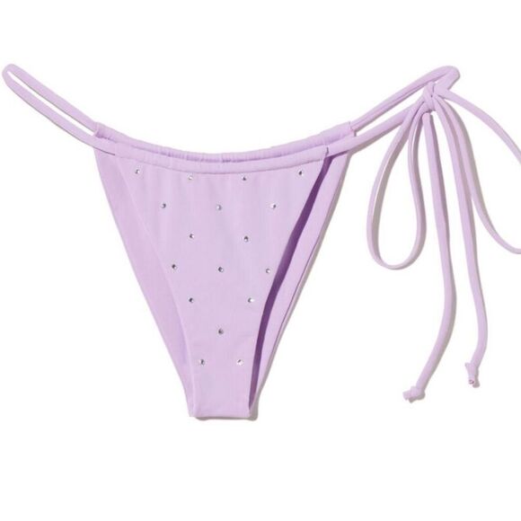 NWT Monica Hansen Rhinestone Lavender String Bikini Large Revolve - Picture 1 of 7